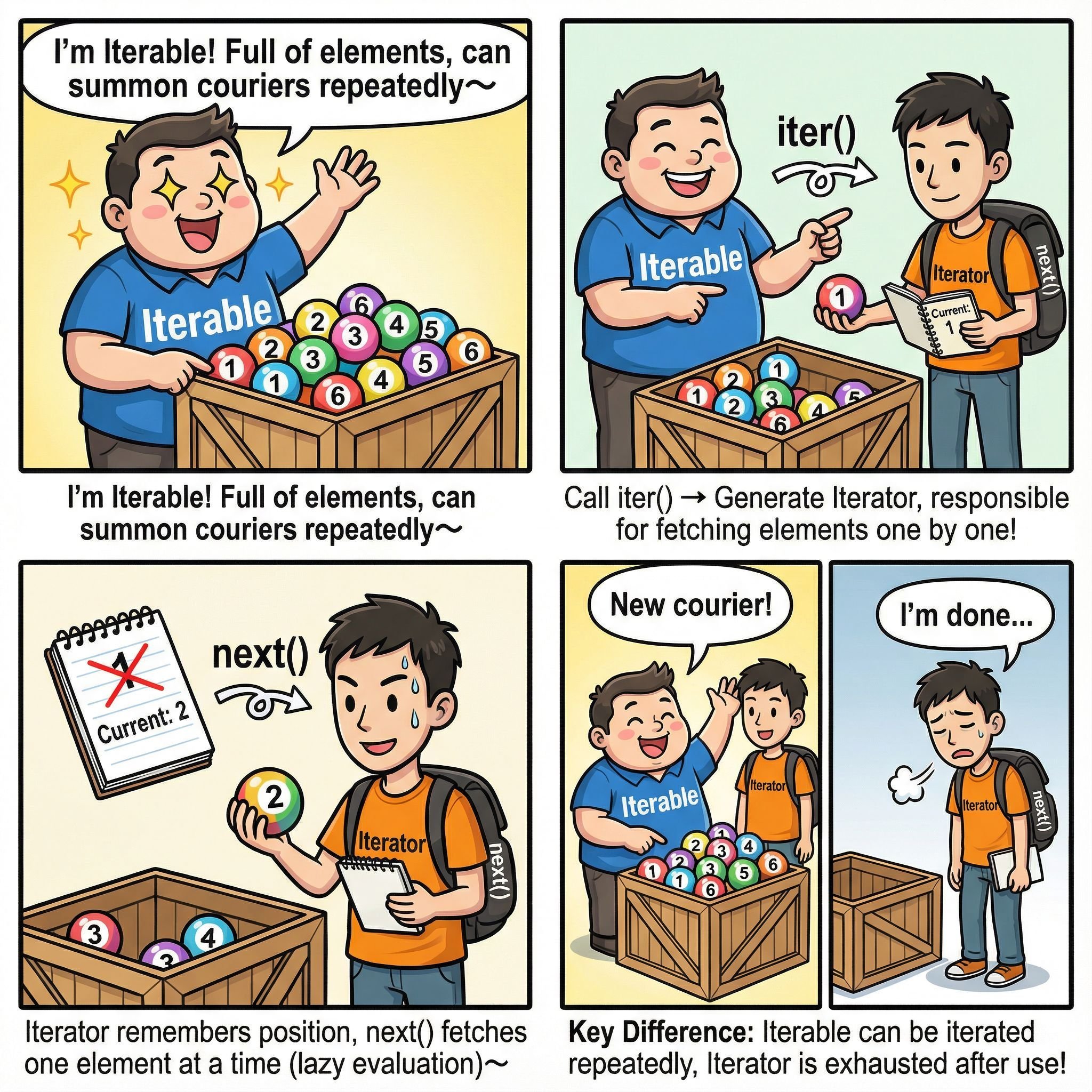 可迭代对象和迭代器的区别